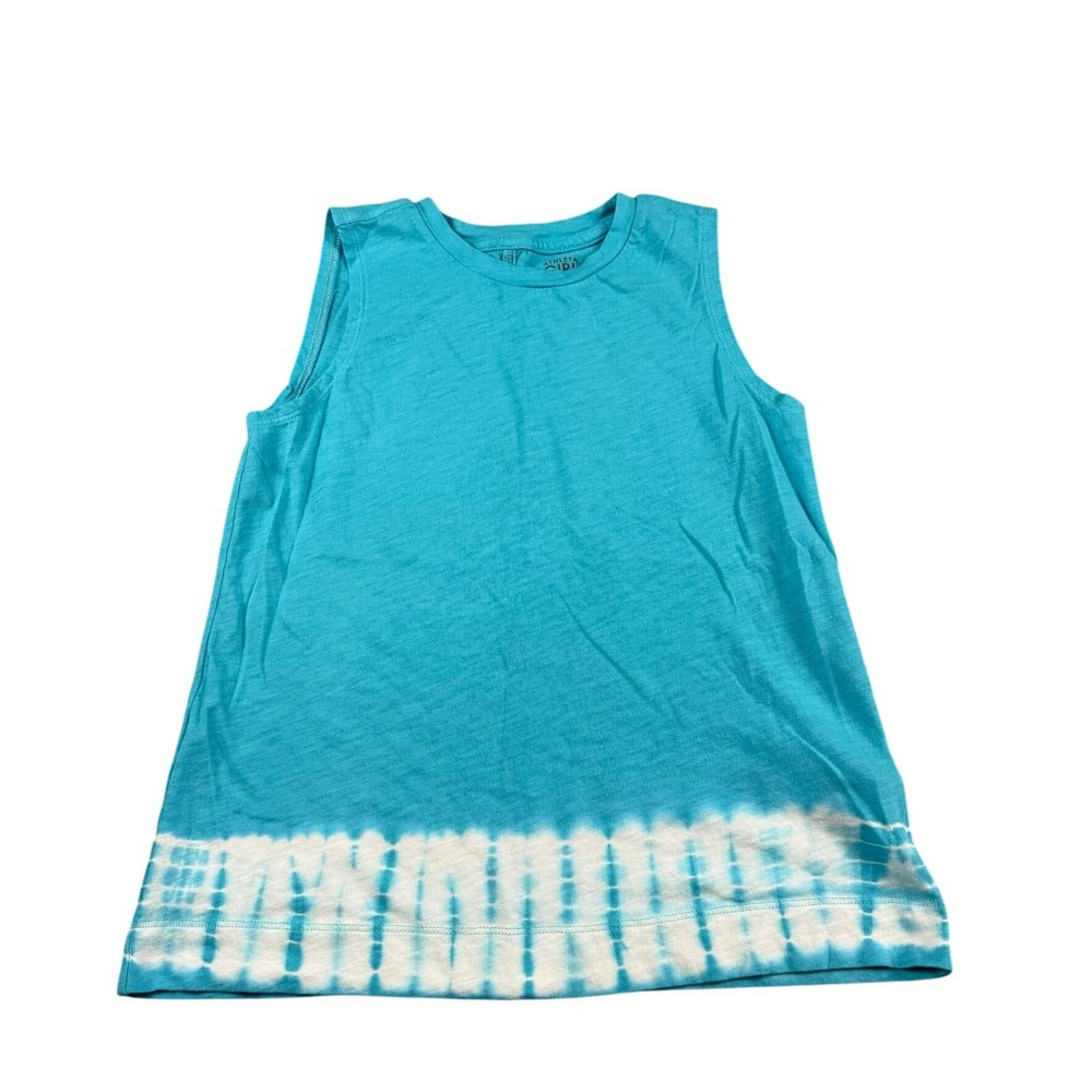 Athleta Girl Girls M 8-10 Tank Top Cotton Blue Tie Dye‎ Activewear Sporty Summer